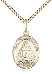 [8382GF/18G] 14kt Gold Filled Saint Theodora Pendant on a 18 inch Gold Plate Light Curb chain
