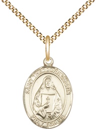 [8382GF/18G] 14kt Gold Filled Saint Theodora Pendant on a 18 inch Gold Plate Light Curb chain