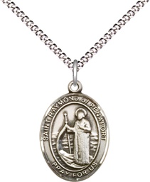 [8385SS/18S] Sterling Silver Saint Raymond of Penafort Pendant on a 18 inch Light Rhodium Light Curb chain