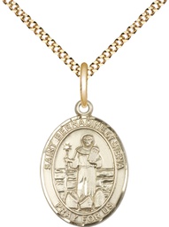 [8387GF/18G] 14kt Gold Filled Saint Bernadine of Sienna Pendant on a 18 inch Gold Plate Light Curb chain