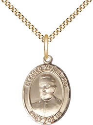 [8389GF/18G] 14kt Gold Filled Blessed Miguel Pro Pendant on a 18 inch Gold Plate Light Curb chain