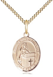 [8390GF/18G] 14kt Gold Filled Blessed Emilee Doultremont Pendant on a 18 inch Gold Plate Light Curb chain