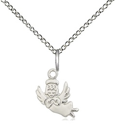 [2128SS/18SS] Sterling Silver Guardian Angel Pendant on a 18 inch Sterling Silver Light Curb chain