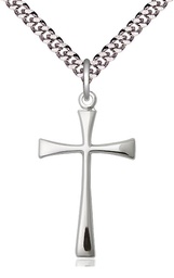 [1874SS/24S] Sterling Silver Maltese Cross Pendant on a 24 inch Light Rhodium Heavy Curb chain