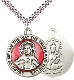 [4083ESS/24S] Sterling Silver Scapular Pendant on a 24 inch Light Rhodium Heavy Curb chain