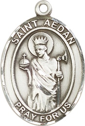 [7293SS] Sterling Silver Saint Aedan of Ferns Medal