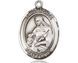 [7128SS] Sterling Silver Saint Agnes of Rome Medal