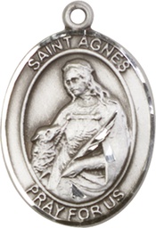 [7128SS] Sterling Silver Saint Agnes of Rome Medal