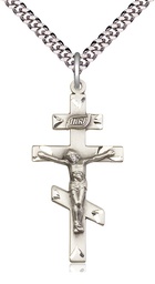 [0249SS/24S] Sterling Silver Saint Andrew Pendant on a 24 inch Light Rhodium Heavy Curb chain