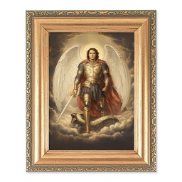 [HI-461-336] 4.5" x 5.5"  St. Michael in Armor Antique Gold Frame