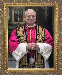 Pope Leo XIV Official Portrait Ornate Gold Framed Art