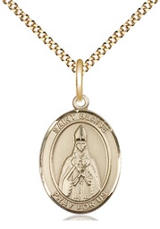 [8010GF/18G] 14kt Gold Filled Saint Blaise Pendant on a 18 inch Gold Plate Light Curb chain