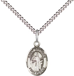 [9018SS/18S] Sterling Silver Saint Brendan the Navigator Pendant on a 18 inch Light Rhodium Light Curb chain
