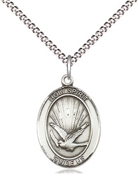 [8044SS/18S] Sterling Silver Holy Spirit Pendant on a 18 inch Light Rhodium Light Curb chain
