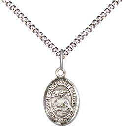 [9021SS/18S] Sterling Silver Saint Catherine Laboure Pendant on a 18 inch Light Rhodium Light Curb chain