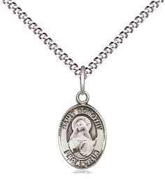 [9023SS/18S] Sterling Silver Saint Dorothy Pendant on a 18 inch Light Rhodium Light Curb chain