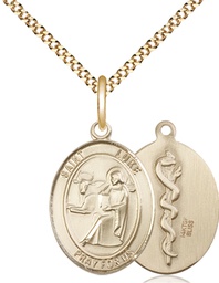 [8068GF/18G] 14kt Gold Filled Saint Luke the Apostle Pendant on a 18 inch Gold Plate Light Curb chain