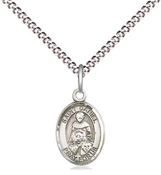 [9024SS/18S] Sterling Silver Saint Daniel Pendant on a 18 inch Light Rhodium Light Curb chain