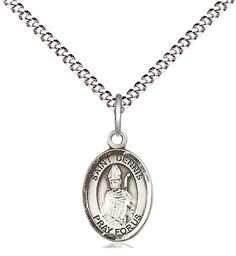 [9025SS/18S] Sterling Silver Saint Dennis Pendant on a 18 inch Light Rhodium Light Curb chain
