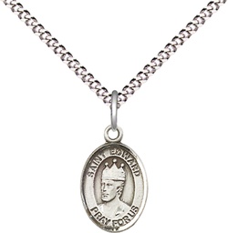[9026SS/18S] Sterling Silver Saint Edward the Confessor Pendant on a 18 inch Light Rhodium Light Curb chain