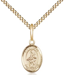 [9029GF/18G] 14kt Gold Filled Saint Jane of Valois Pendant on a 18 inch Gold Plate Light Curb chain