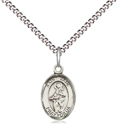 [9029SS/18S] Sterling Silver Saint Jane of Valois Pendant on a 18 inch Light Rhodium Light Curb chain