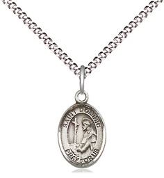 [9030SS/18S] Sterling Silver Saint Dominic de Guzman Pendant on a 18 inch Light Rhodium Light Curb chain