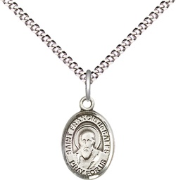 [9035SS/18S] Sterling Silver Saint Francis de Sales Pendant on a 18 inch Light Rhodium Light Curb chain
