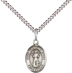 [9036SS/18S] Sterling Silver Saint Francis of Assisi Pendant on a 18 inch Light Rhodium Light Curb chain