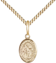 [9039GF/18G] 14kt Gold Filled Saint Gabriel the Archangel Pendant on a 18 inch Gold Plate Light Curb chain