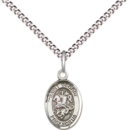[9040SS/18S] Sterling Silver Saint George Pendant on a 18 inch Light Rhodium Light Curb chain