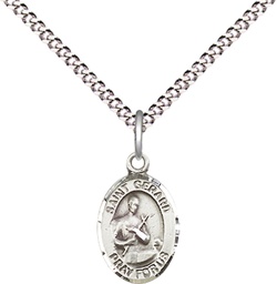[9042SS/18S] Sterling Silver Saint Gerard Majella Pendant on a 18 inch Light Rhodium Light Curb chain