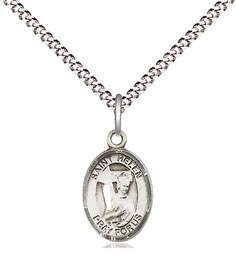 [9043SS/18S] Sterling Silver Saint Helen Pendant on a 18 inch Light Rhodium Light Curb chain