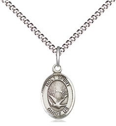 [9044SS/18S] Sterling Silver Holy Spirit Pendant on a 18 inch Light Rhodium Light Curb chain