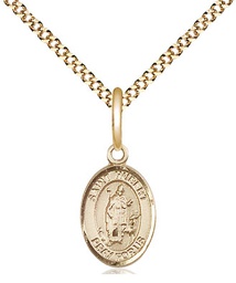 [9045GF/18G] 14kt Gold Filled Saint Hubert of Liege Pendant on a 18 inch Gold Plate Light Curb chain