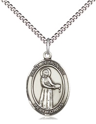 [8209SS/18S] Sterling Silver Saint Petronille Pendant on a 18 inch Light Rhodium Light Curb chain