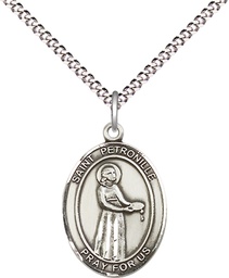 [8209SS/18S] Sterling Silver Saint Petronille Pendant on a 18 inch Light Rhodium Light Curb chain