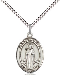 [8216SS/18S] Sterling Silver Saint Barnabas Pendant on a 18 inch Light Rhodium Light Curb chain