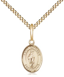 [9048GF/18G] 14kt Gold Filled Saint Gregory the Great Pendant on a 18 inch Gold Plate Light Curb chain