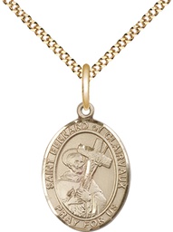[8233GF/18G] 14kt Gold Filled Saint Bernard of Clairvaux Pendant on a 18 inch Gold Plate Light Curb chain