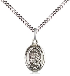 [9050SS/18S] Sterling Silver Saint James the Greater Pendant on a 18 inch Light Rhodium Light Curb chain