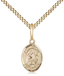 [9051GF/18G] 14kt Gold Filled Saint Jason Pendant on a 18 inch Gold Plate Light Curb chain