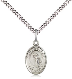 [9053SS/18S] Sterling Silver Saint Joan of Arc Pendant on a 18 inch Light Rhodium Light Curb chain