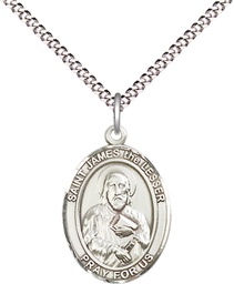 [8277SS/18S] Sterling Silver Saint James the Lesser Pendant on a 18 inch Light Rhodium Light Curb chain