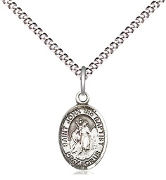 [9054SS/18S] Sterling Silver Saint John the Baptist Pendant on a 18 inch Light Rhodium Light Curb chain