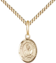 [9063GF/18G] 14kt Gold Filled Saint Lawrence Pendant on a 18 inch Gold Plate Light Curb chain