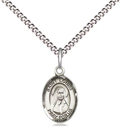 [9064SS/18S] Sterling Silver Saint Louise de Marillac Pendant on a 18 inch Light Rhodium Light Curb chain