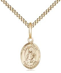 [9065GF/18G] 14kt Gold Filled Saint Lucia of Syracuse Pendant on a 18 inch Gold Plate Light Curb chain