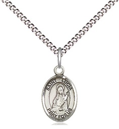 [9065SS/18S] Sterling Silver Saint Lucia of Syracuse Pendant on a 18 inch Light Rhodium Light Curb chain