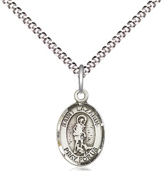 [9066SS/18S] Sterling Silver Saint Lazarus Pendant on a 18 inch Light Rhodium Light Curb chain